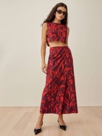 Reformation Mylie Two Piece in Jupiter | women’s crop top and skirt fashion sets | womens on-trend clothing co-ords