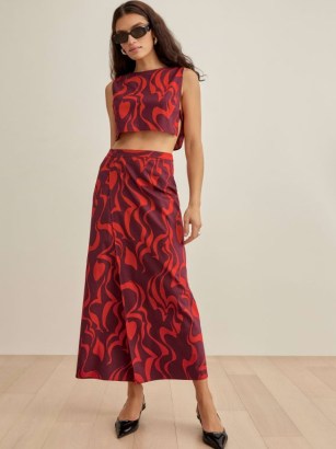 Reformation Mylie Two Piece in Jupiter | women’s crop top and skirt fashion sets | womens on-trend clothing co-ords - flipped