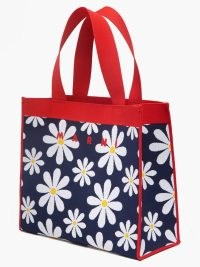 MARNI Daisy-jacquard canvas tote bag – navy blue floral printed shopper bags