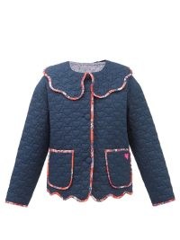 HORROR VACUI Franz scalloped heart-quilted navy cotton jacket