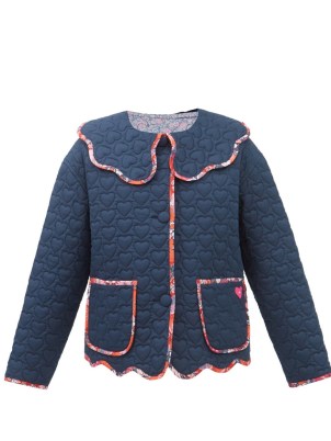 HORROR VACUI Franz scalloped heart-quilted navy cotton jacket
