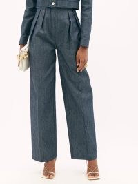 FENDI Paperbag-waist denim trousers | women’s blue tailored pants