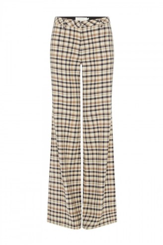 jane atelier NERO FLARED CHECK TROUSERS in CAFE AU LAIT ~ women’s brown checked flares ~ chic retro fashion