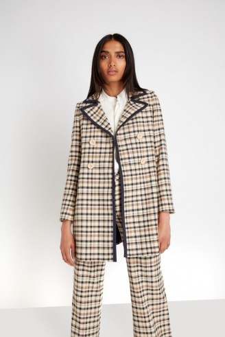 jane atelier NELL SHIFT DRESS in CAFE AU LAIT ~ chic brown checked coats ~ style statement coats - flipped