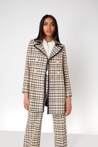 jane atelier NELL SHIFT DRESS in CAFE AU LAIT ~ chic brown checked coats ~ style statement coats