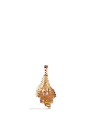 DEZSO Garnet, quartz & 18kt rose-gold shell charm / sea inspired charms / ocean themed jewellery - flipped