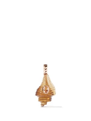 DEZSO Garnet, quartz & 18kt rose-gold shell charm / sea inspired charms / ocean themed jewellery