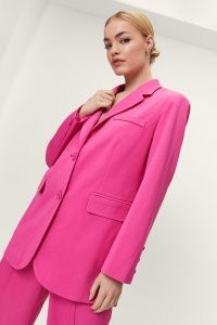 NASTY GAL Oversized Twill Single Breasted Blazer in Hot Pink ~ women’s bright on-trend longline blazers