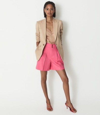 REISS PEMBURY HIGH WAISTED TAILORED SHORTS PINK ~ casual smart summer fashion - flipped
