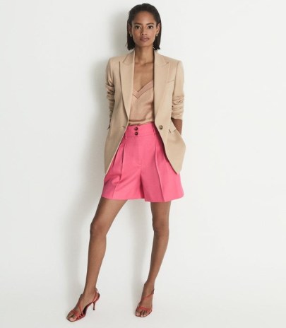 REISS PEMBURY HIGH WAISTED TAILORED SHORTS PINK ~ casual smart summer fashion