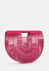 Missguided pink bamboo caged bag | curved top handle bags | women’s fashion handbags