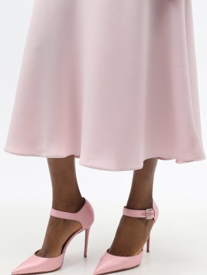 pink pointed toe buckle strap court shoes ~ luxe stiletto heel courts ~ AMINA MUADDI Eva silk-satin pumps