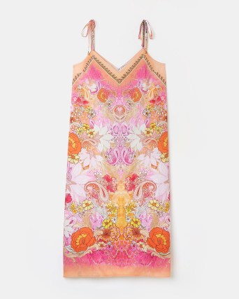River Island PINK FLORAL PRINT CAMI MAXI DRESS | printed slip dresses - flipped