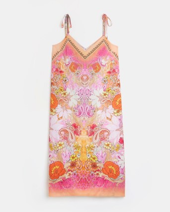 River Island PINK FLORAL PRINT CAMI MAXI DRESS | printed slip dresses
