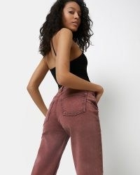 RIVER ISLAND PINK HIGH WAISTED BUM SCULPT MOM JEANS ~ women’s casual denim fashion made from responsibly sourced cotton ~ sculpting ~ lift and shaping