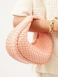 BOTTEGA VENETA Jodie pink mini padded Intrecciato-leather shoulder bag | small woven handbags | chic top handle bags | women’s vintage look accessories