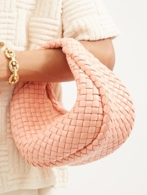 BOTTEGA VENETA Jodie pink mini padded Intrecciato-leather shoulder bag | small woven handbags | chic top handle bags | women’s vintage look accessories - flipped