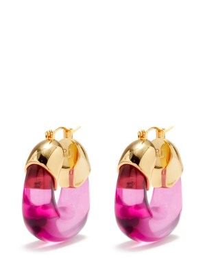 LIZZIE FORTUNATO The Organic gold-plated pink acrylic hoop earrings ~ chunky coloured hoops - flipped