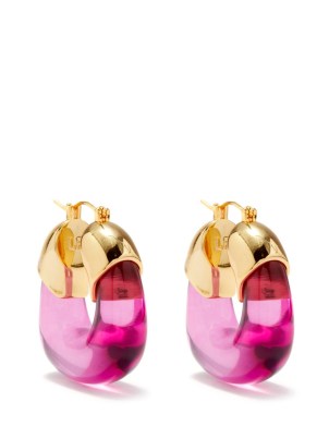 LIZZIE FORTUNATO The Organic gold-plated pink acrylic hoop earrings ~ chunky coloured hoops