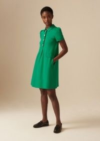 Polo Collar Swing Dress in Parakeet ~ green collared A-line dresses ~ ME and EM fashion