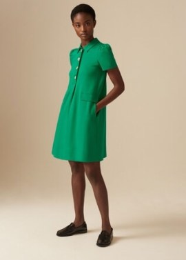 Polo Collar Swing Dress in Parakeet ~ green collared A-line dresses ~ ME and EM fashion