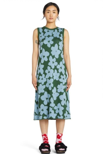 gorman POPPY KNIT DRESS – sleeveless knitted floral print midi dresses - flipped