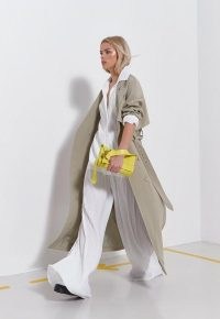 MISSGUIDED premium sage covered buckle trench coat ~ green belted coats ~ on-trend colours for spring 2022 ~ womens outerwear