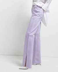 RIVER ISLAND PURPLE MID RISE STRAIGHT JEANS ~ womens lilac denim fashion ~ split hem trousers ~ slit hems