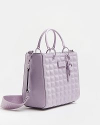 RIVER ISLAND PURPLE QUILTED TOTE BAG ~ women’s top handle bags ~ womens fashion handbags
