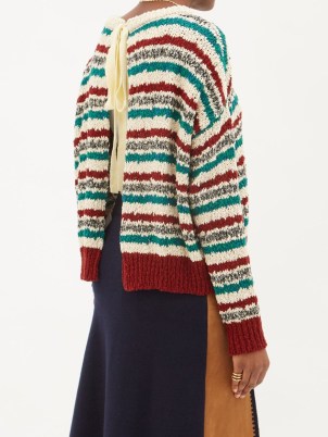 MARNI Tie-back striped cotton sweater | open back drop shoulder sweaters - flipped