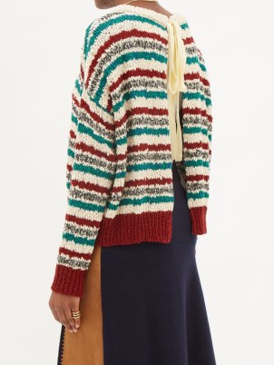 MARNI Tie-back striped cotton sweater | open back drop shoulder sweaters