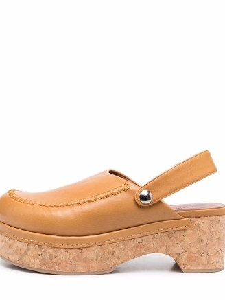 Rejina Pyo Maya 40mm slingback clog sandals in butterscotch brown / retro slingbacks / chic cloggs / cork platform shoes
