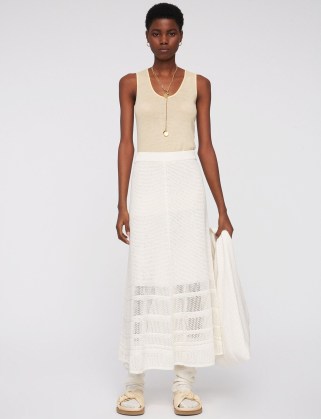 Crispy Cotton Skirt | long midi length white knitted | knitwear fashion - flipped