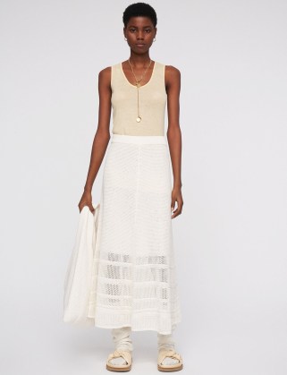 Crispy Cotton Skirt | long midi length white knitted | knitwear fashion