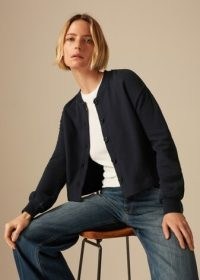 me and em Sweatshirting Bomber Jacket | women’s navy blue casual cotton jackets