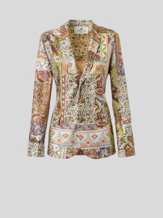 ETRO TAILORED SILK PATCHWORK JACKET / womens opulent mixed floral and paisley print jackets - flipped
