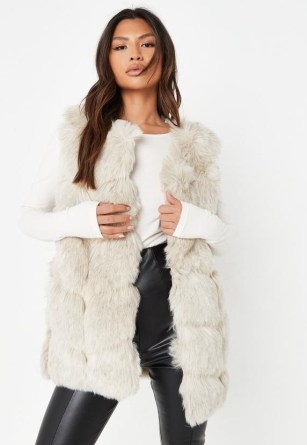 Missguided tall cream faux fur bubble gilet – women’s luxe style gilets – womens fluffy textured sleeveless jackets - flipped