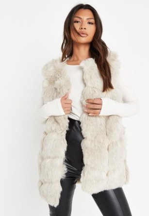 Missguided tall cream faux fur bubble gilet – women’s luxe style gilets – womens fluffy textured sleeveless jackets