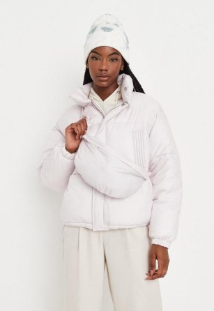 MISSGUIDED tall lilac detachable cross body bag detail puffer jacket - flipped