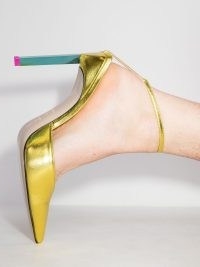The Attico Perine metallic pumps ~ gold leather colour block courts ~ glamorous luxe ankle strap court shoes ~ high heels