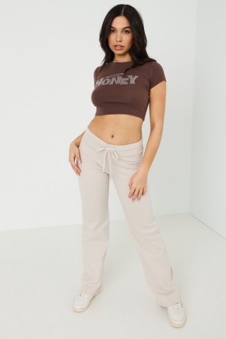 GARAGE Low Rise Kick Flare Jogger in Pebble Grey ~ women’s flared joggers ~ womens jogging bottoms ~ sports inspired trousers