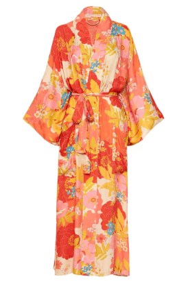 SPELL TYLER MAXI ROBE Chilli – floaty floral kimono style robes – bright bohemian cover up - flipped