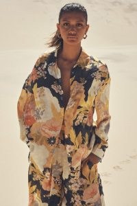 SPELL TYLER SHIRT Charcoal – floaty bold floral print shirts – bohemian fluid fabric fashion