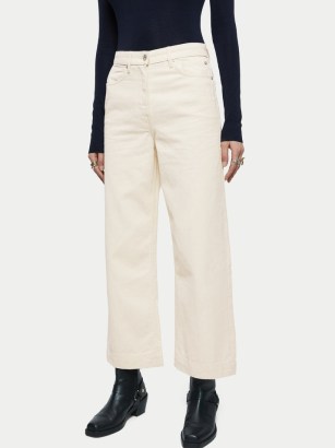 JIGSAW Tyne Cropped Wide Leg Jean in Cream | women’s light coloured denim jeans - flipped