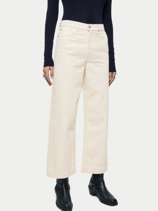 JIGSAW Tyne Cropped Wide Leg Jean in Cream | women’s light coloured denim jeans