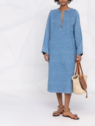 Valentino denim tunic-style dress | effortless style fashion | womens long sleeved shift dresses | minimalist clothing
