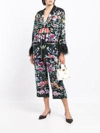 Valentino nature-print drawstring silk trousers / floral cropped pants