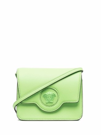 Versace La Medusa green leather crossbody bag - flipped