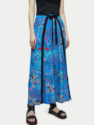 JIGSAW Vivid Floral Wrap Culotte / blue tie waist culottes - flipped