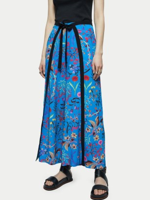 JIGSAW Vivid Floral Wrap Culotte / blue tie waist culottes